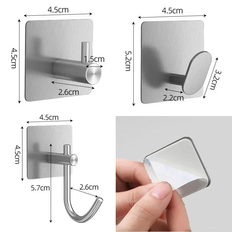 4Pcs Stainless Steel Bathroom Robe Hooks